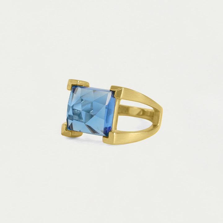 Mini Plaza Ring - Gold / Midnight Blue