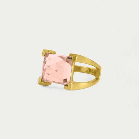 Mini Plaza Ring - Gold / Morganite