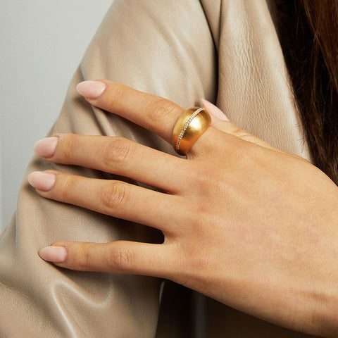 Petit Pavé Statement Ring - Gold