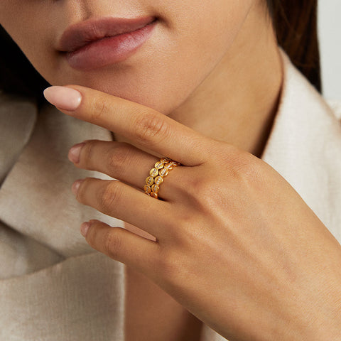 Petit Pavé Stacking Ring - Gold