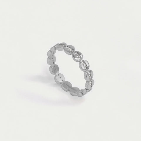 Petit Pavé Stacking Ring - Silver