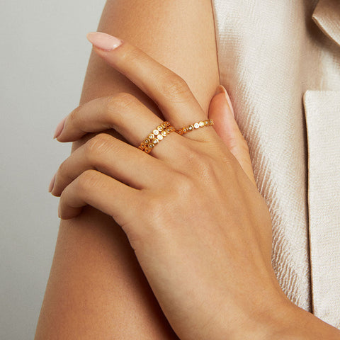 Petit Pavé Simple Stacking Ring - Gold