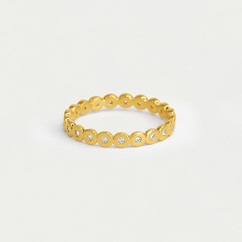 Petit Pavé Simple Stacking Ring - Gold