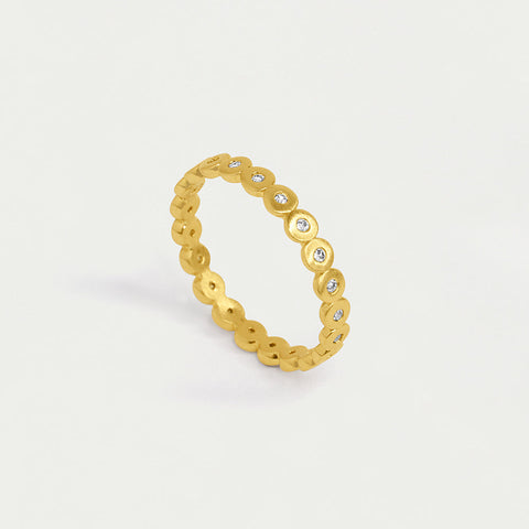 Petit Pavé Simple Stacking Ring - Gold