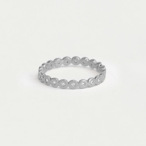 Petit Pavé Simple Stacking Ring - Silver