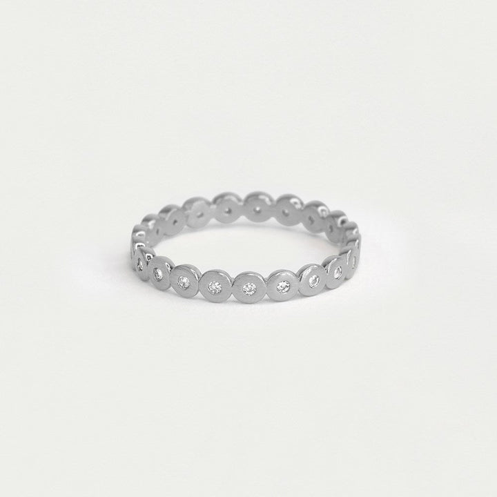 Petit Pavé Simple Stacking Ring - Silver