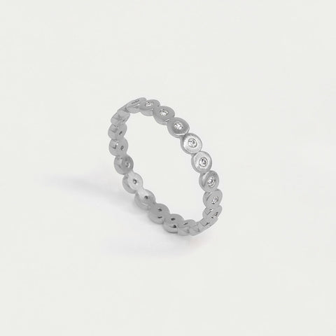 Petit Pavé Simple Stacking Ring - Silver