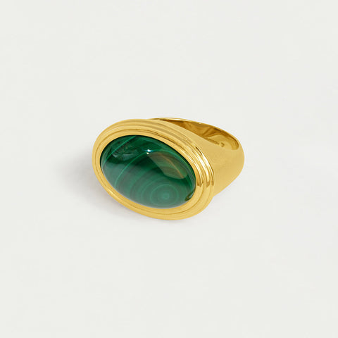 Forme Gemstone Statement Ring - Gold / Malachite