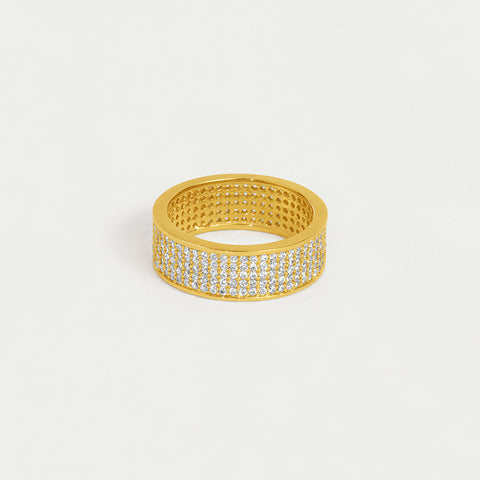 Petit Pavé Thick Stacking Ring - Gold