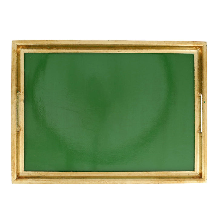 Florentine Wooden Accessories Green &amp; Gold Large Rectangular Tray