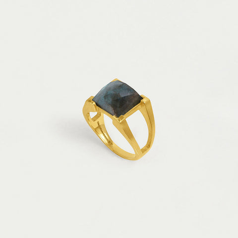 Mini Plaza Ring - Gold / Labradorite