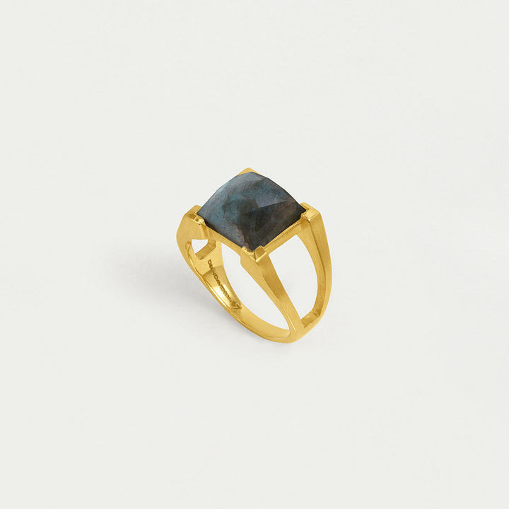 Mini Plaza Ring - Gold / Labradorite