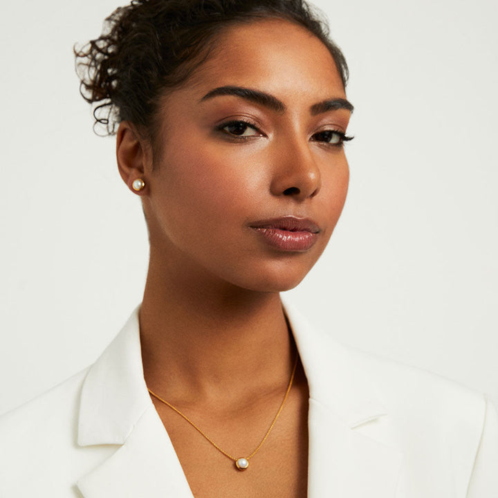 Signature Midi Knockout Pendant - Gold / Pearl