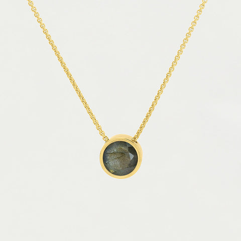 Signature Midi Knockout Pendant - Gold / Labradorite