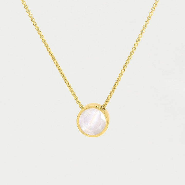 Signature Midi Knockout Pendant - Gold / Rainbow Moonstone