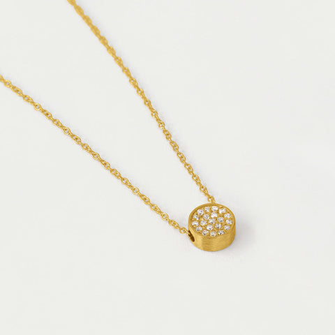14K Gold Signature Diamond Pendant Necklace - Gold