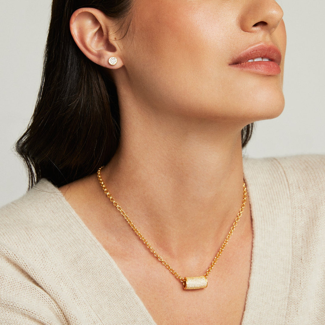 Signature Pavé Tube Necklace / Gold