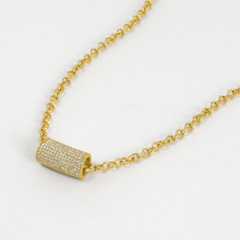 Signature Pavé Tube Necklace / Gold