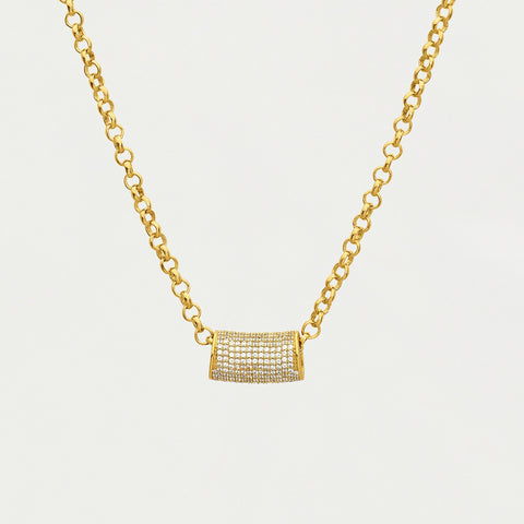 Signature Pavé Tube Necklace / Gold