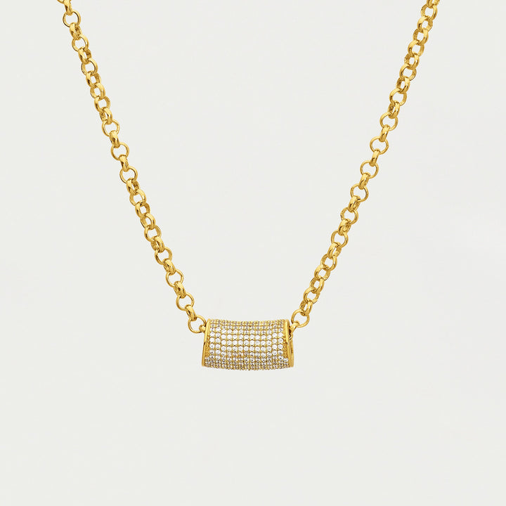 Signature Pavé Tube Necklace / Gold
