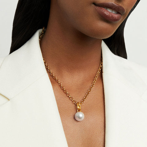 Manhattan Gemstone Pendant Necklace - Pearl