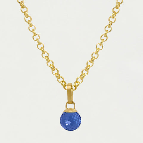 Manhattan Gemstone Pendant Necklace - Gold / Midnight Blue