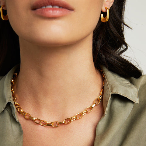 Manhattan Chain Link Statement Necklace - Gold