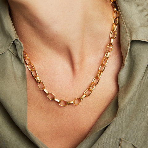 Manhattan Chain Link Statement Necklace - Gold