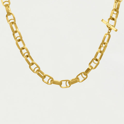 Manhattan Chain Link Statement Necklace - Gold