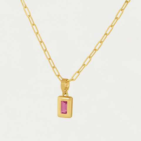 Baguette Birthstone Necklace