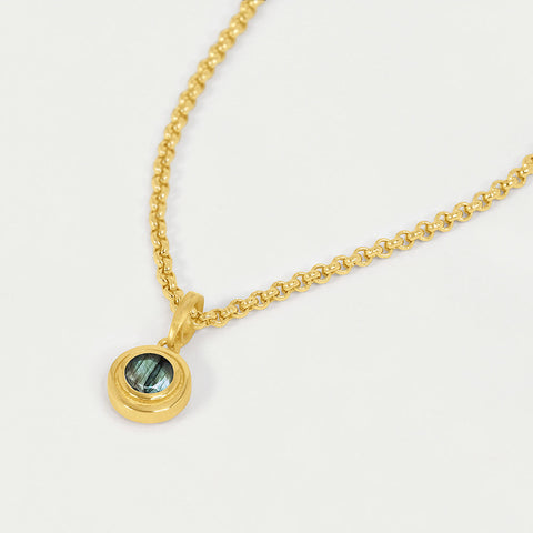 Signet Double-Sided Necklace - Gold / Rainbow Moonstone/Labradorite