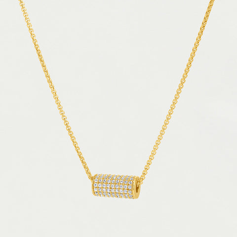 Petit Pavé Mini Tube Necklace - Gold
