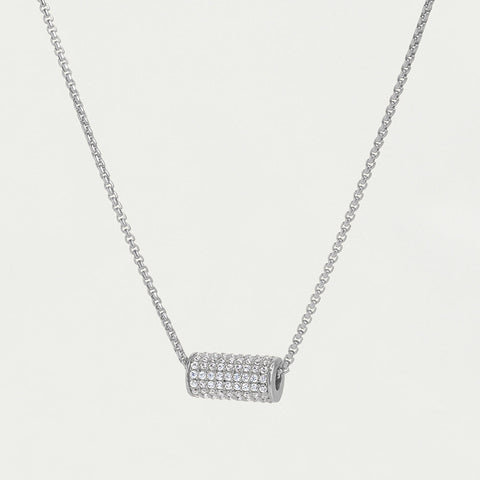 Petit Pavé Mini Tube Necklace - Silver