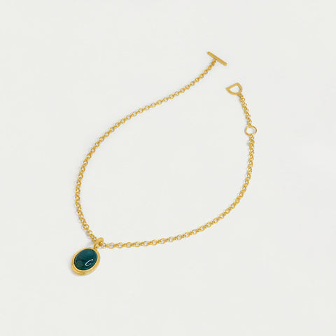 Forme Gemstone Statement Necklace - Gold / Malachite