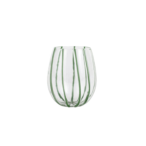 Nuovo Stripe Green Stemless Wine Glass