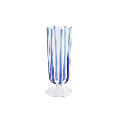 Nuovo Stripe Blue Champagne Glass
