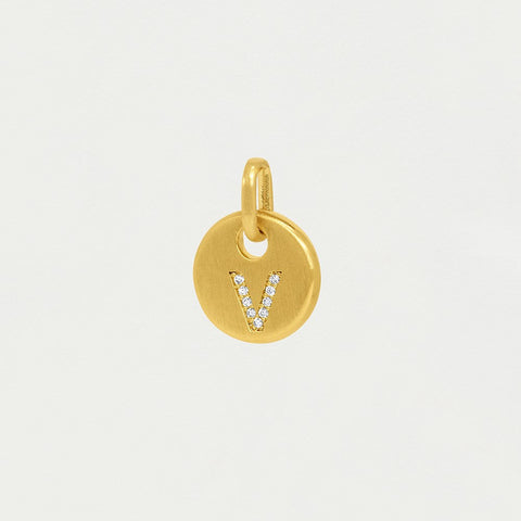 Pavé Initial Charm - Gold