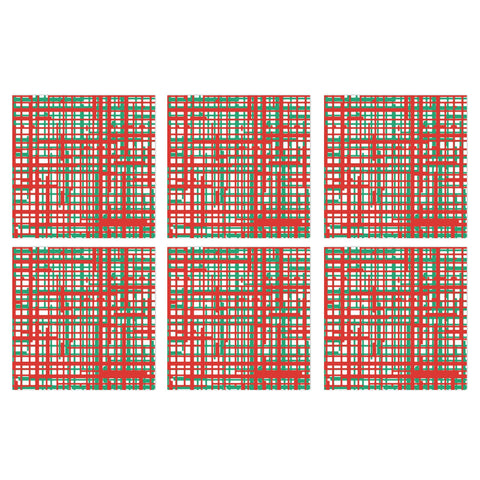 Papersoft Napkins Plaid Green & Red Cocktail Napkins (Pack of 20) - Set of 6