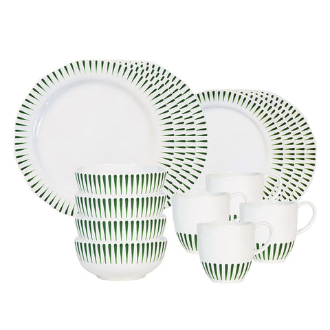 Sitio Stripe 16pc Place Setting - Basil