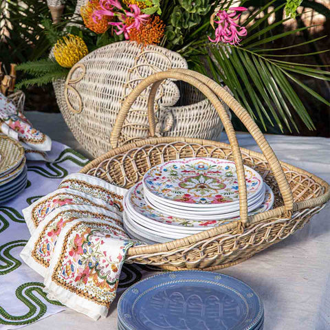 Provence Rattan Gathering Basket - Whitewash