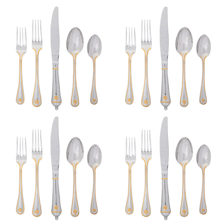 Berry &amp; Thread 20pc Place Setting - Polished with Gold