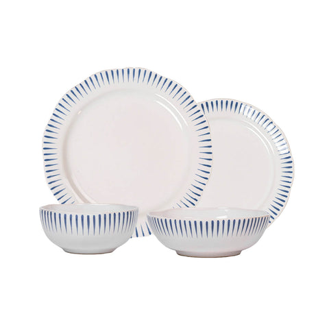 Sitio Stripe 4pc Place Setting - Delft Blue