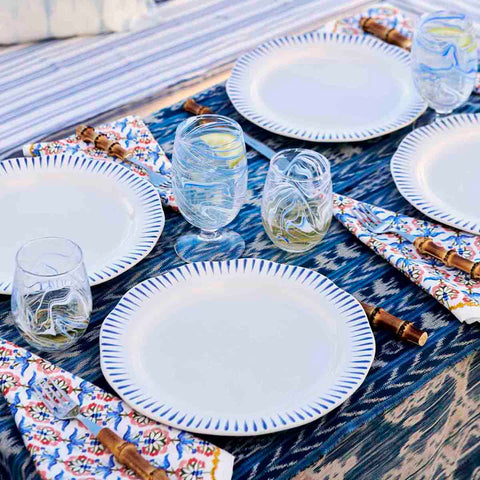 Sitio Stripe 4pc Place Setting - Delft Blue