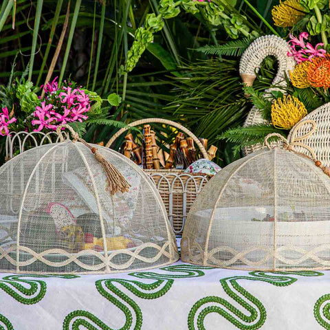 Tuileries Garden Mesh Round Food Cover Set/2pc - Natural