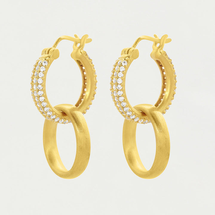 Signature Pavé Huggie Hoops - Gold