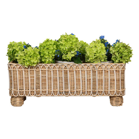 Provence Rattan Rectangular Planter - Whitewash