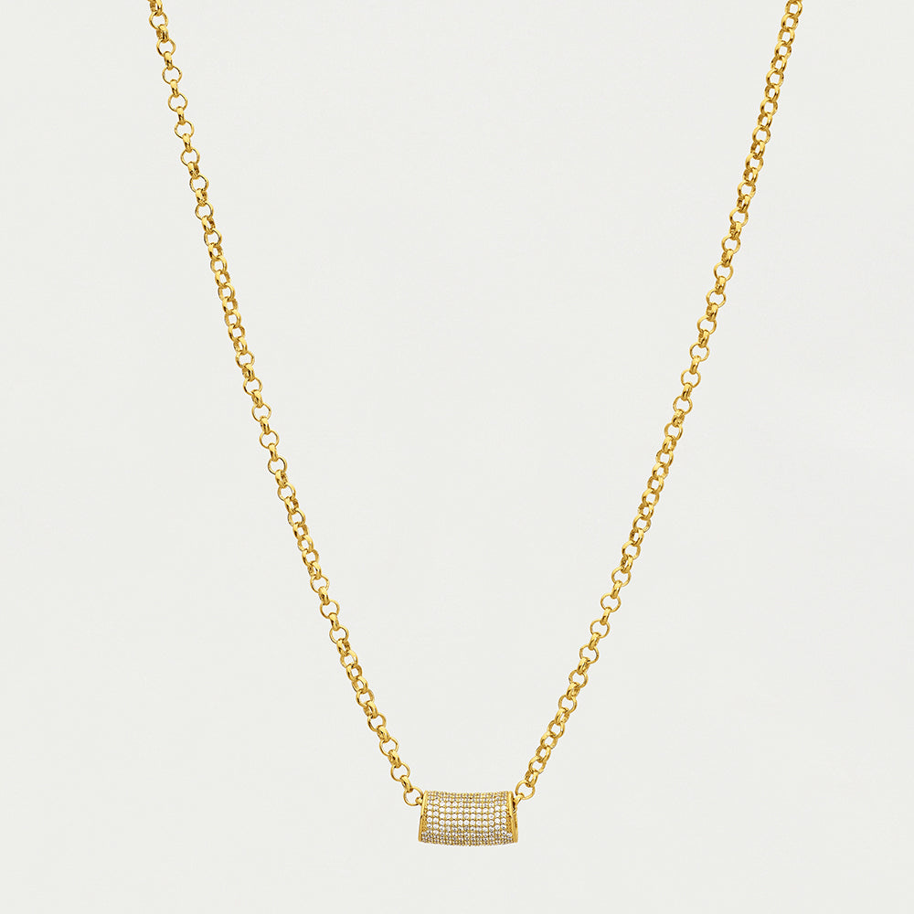 Signature Pavé Tube Necklace / Gold