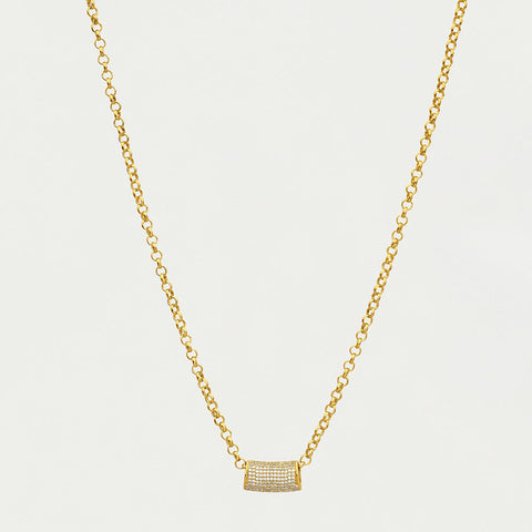 Signature Pavé Tube Necklace / Gold