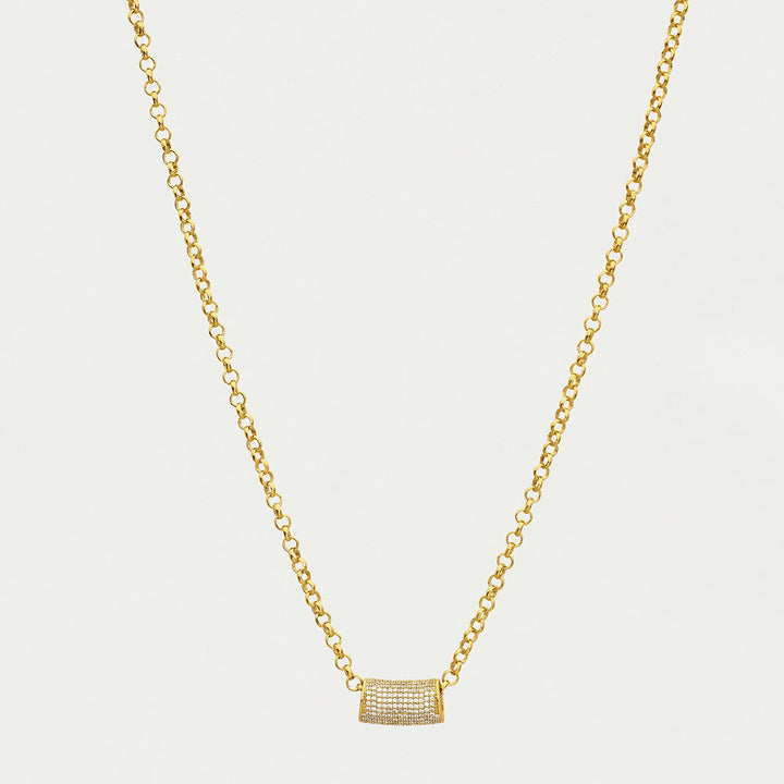 Signature Pavé Tube Necklace / Gold