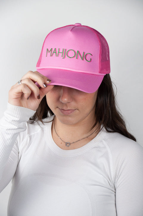 Pink Stitched Mahjong Hat